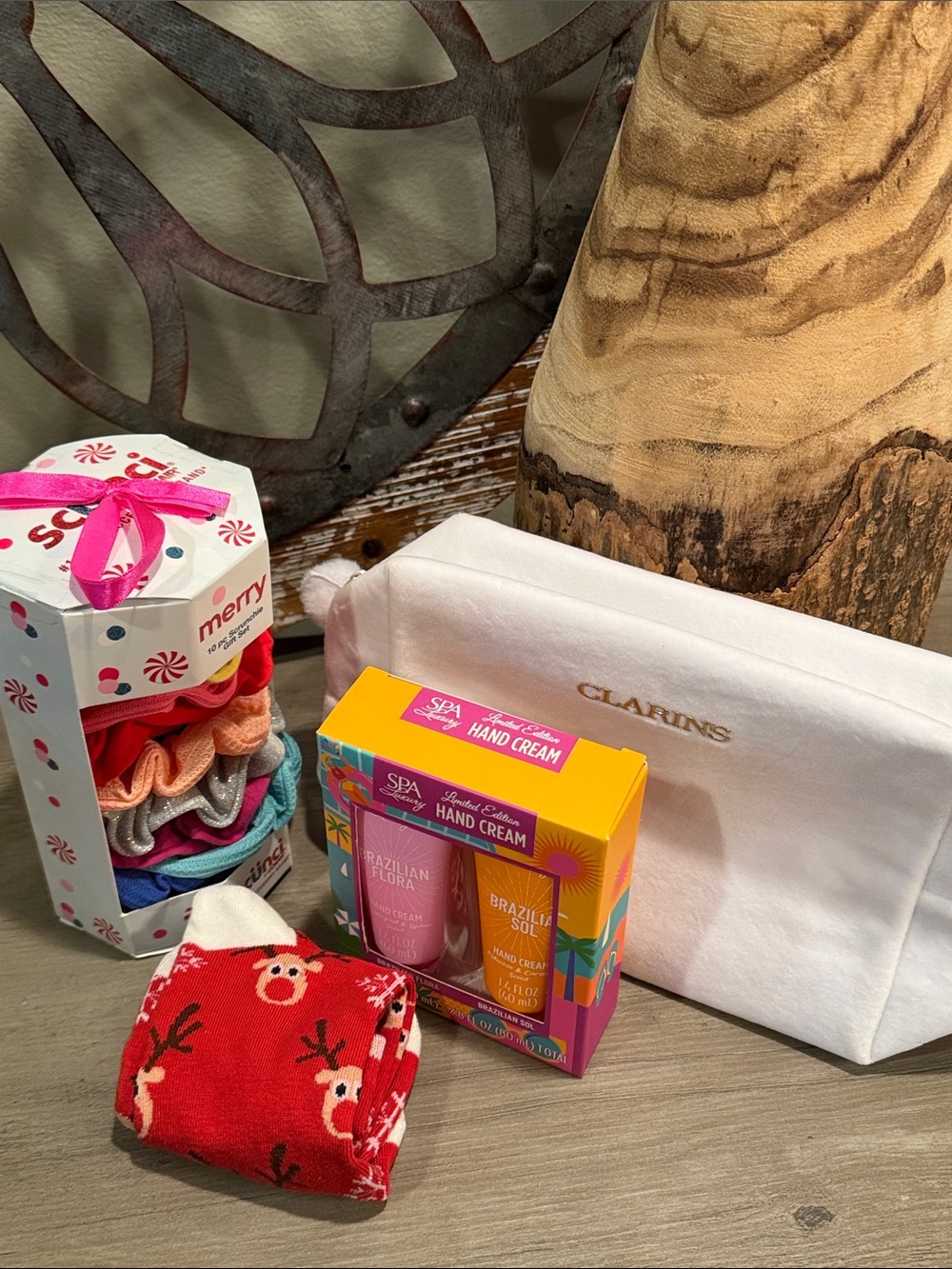 Clarins White Kids Cosmetic Pouch with Holiday Accessories